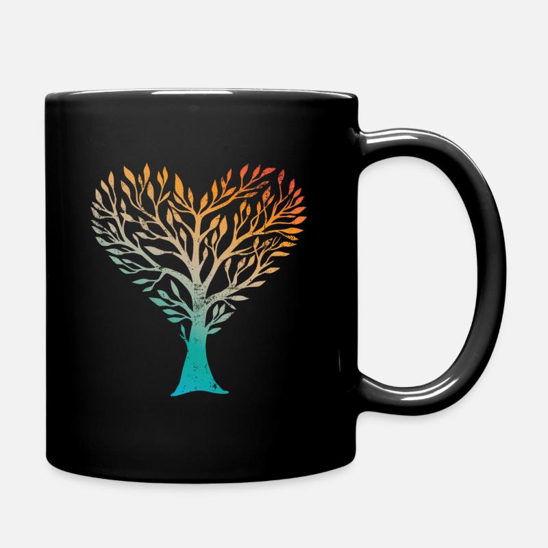 Baum Herz Vintage - Tasse einfarbig - Schwarz