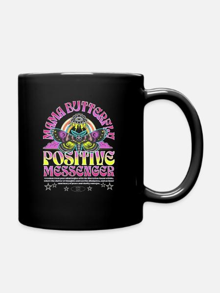 Mom Butterfly Positive - Full Colour Mug - black