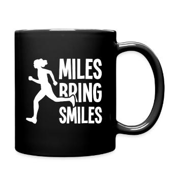 Miles Bring Smiles - Running Saying - Full Colour Mug - black - Right