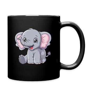 Niedlicher Elefant Für Kinder - Tasse einfarbig - Schwarz - Rechts