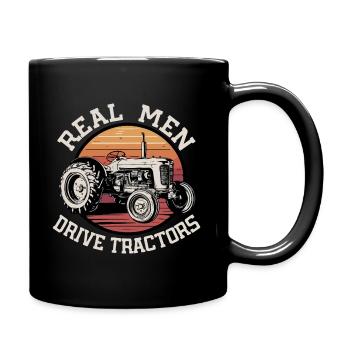 De vrais hommes conduisant des tracteurs - Mug uni - noir - Droite
