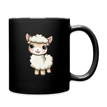 Niedliches Alpaka Mit Großen Augen - Tasse einfarbig - Schwarz - Rechts