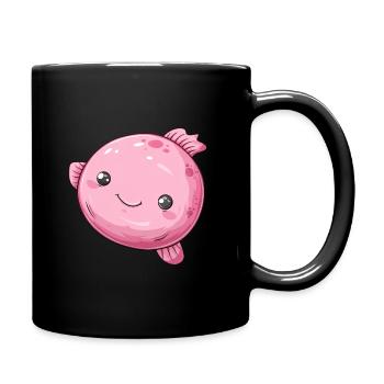 Poisson à bulles rose avec un sourire charmant - Mug uni - noir - Droite