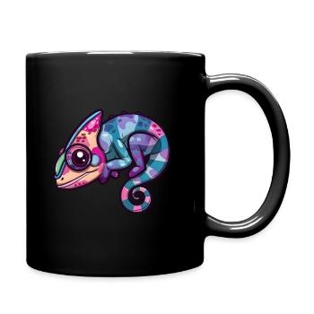 Colorful Chameleon Big Eyes Fantasy - Full Colour Mug - black - Right