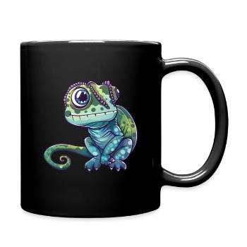 Big-eyed charm chameleon friends - Full Colour Mug - black - Right