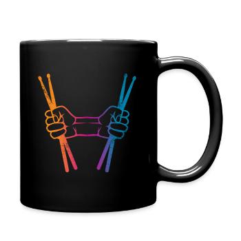 Schlagzeug Schlagzeuger - Tasse einfarbig - Schwarz - Rechts