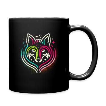 Renard néon - Mug uni - noir - Droite