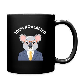 100% koalafied - Koala in business suit - Full Colour Mug - black - Right