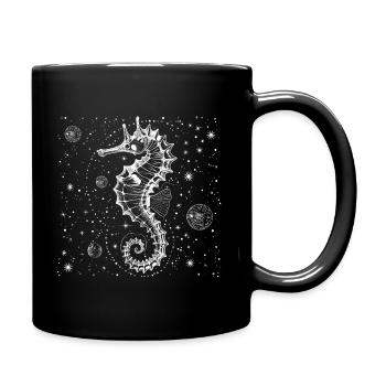 Vintage Space Nautical Design Seahorse - Full Colour Mug - black - Right