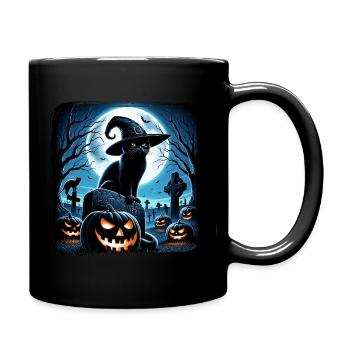 Fröhliches Halloween, Scaredy Cat - Tasse einfarbig - Schwarz - Rechts