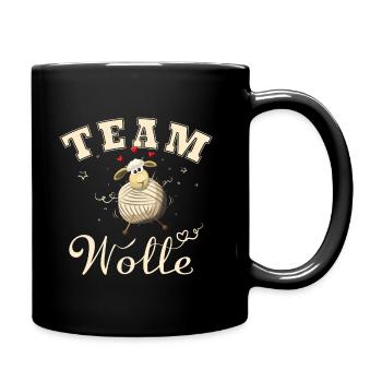 "Team Wolle" - Die Nummer 1 für Wollfans! - Tasse einfarbig - Schwarz - Rechts