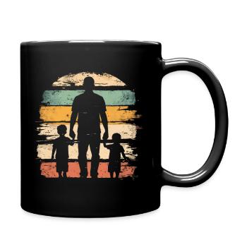 Father's Day father with two sons retro vintage - Full Colour Mug - black - Right