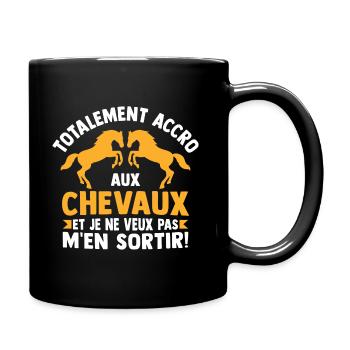 totalement accro aux chevaux cadeau cheval cavalie - Mug uni - noir - Droite