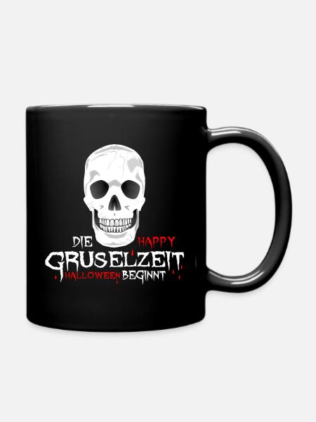 HAPPY halloween Totenkopf - Tasse einfarbig - Schwarz