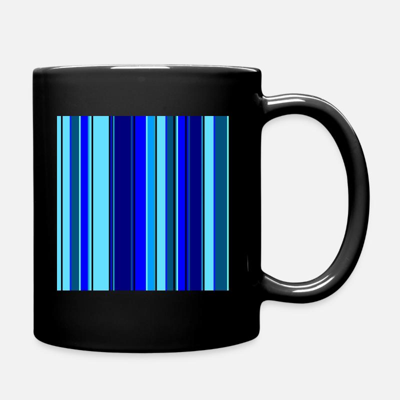 vertikale Streifen in verschiedenen Blautönen - Tasse einfarbig - Schwarz