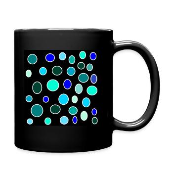 Blaue und hellblaue Blasen auf schwarzem Hintergrund - Tasse einfarbig - Schwarz - Rechts