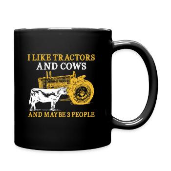 i like tractor and cows and maybe 3 people - Full Colour Mug - black - Right