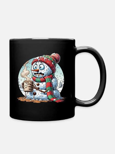 Hot Chocolate – A Snowman in Need! - Full Colour Mug - black