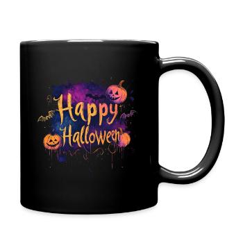 Happy Halloween with pumpkins as lettering - Full Colour Mug - black - Right