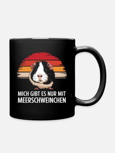 Meerschweinchen Kurzhaar Langhaar Crested Hunde - Tasse einfarbig - Schwarz