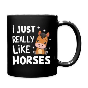 Pferd Pferde Reiten Pferdereiten Sprungreiten - Tasse einfarbig - Schwarz - Rechts
