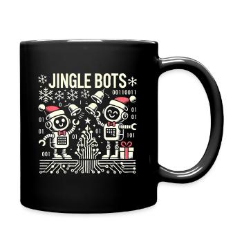 Jingle Bots - Christmas Robots with Binary Code - Full Colour Mug - black - Right