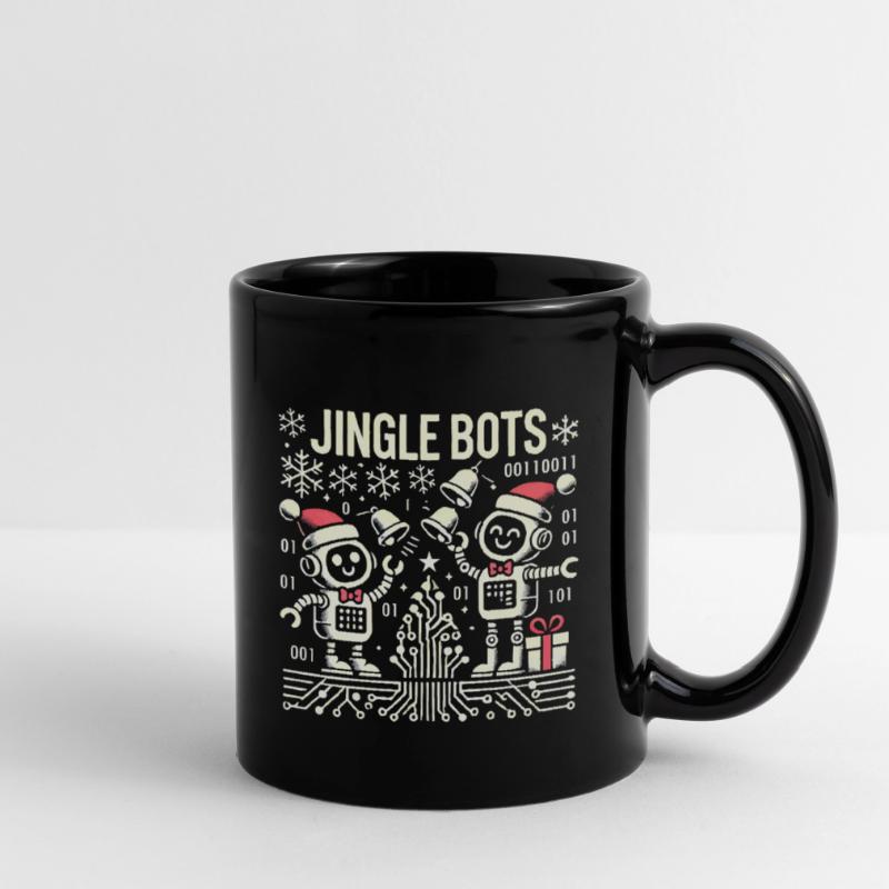 Jingle Bots - Christmas Robots with Binary Code Full Colour Mug