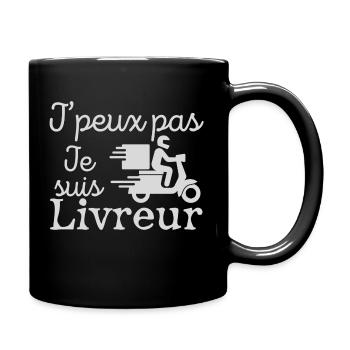 J'peux pas je suis livreur - Mug uni - noir - Droite