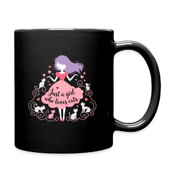 Just a girl who loves cats - Full Colour Mug - black - Right
