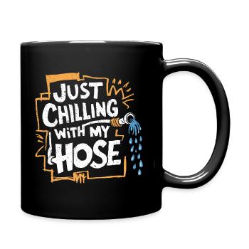 Entspannt im Garten mit Humor - Tasse einfarbig - Schwarz - Rechts