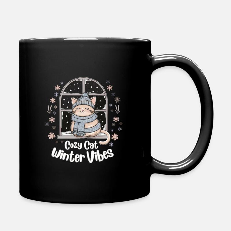Cozy Cat, Winter Vibes - Full Colour Mug - black