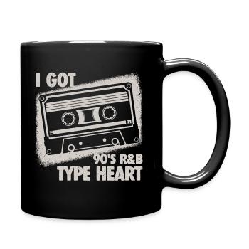 Mit Herz im Rhythmus – 90er R&B Vibes - Tasse einfarbig - Schwarz - Rechts