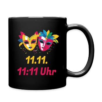Kölner Karneval Köln 11.11. Karnevalsbeginn Maske - Tasse einfarbig - Schwarz - Rechts