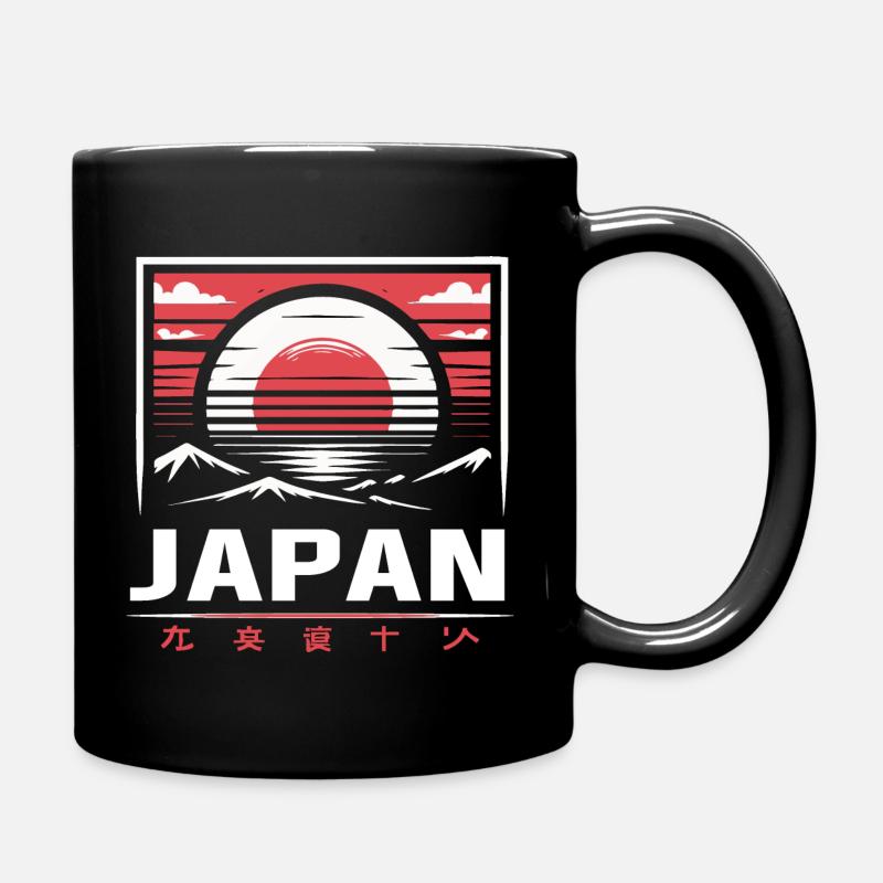 Japan design with sunrise - Full Colour Mug - black