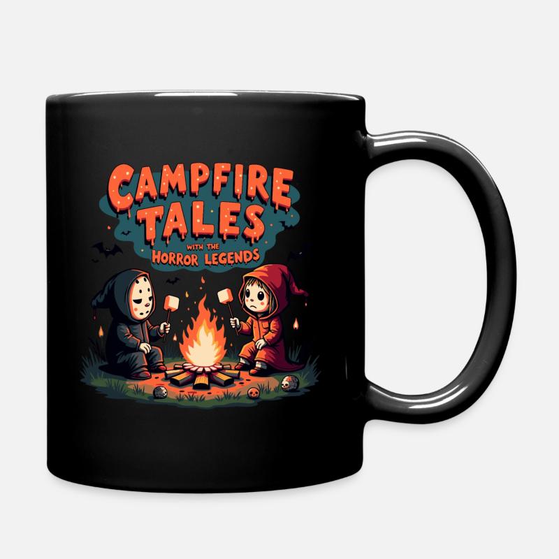 Contes de feu de camp avec des icônes d’horreur - Mug uni - noir