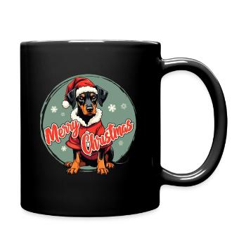 Dobermann Weihnachten Merry Christmas Cute Welpe - Tasse einfarbig - Schwarz - Rechts