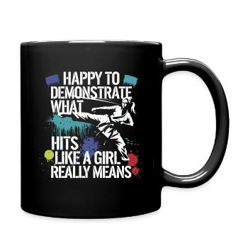 Strong girls show what they can do - Full Colour Mug - black - Right