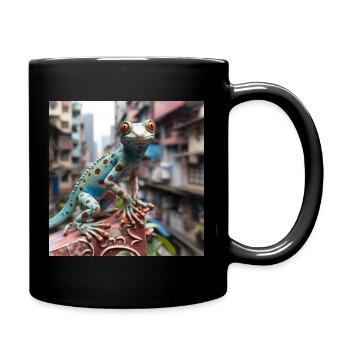 Gecko in China Tier Lebewesen Drachen Dragon - Tasse einfarbig - Schwarz - Rechts
