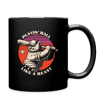 Baseball bête ours - Mug uni - noir - Droite