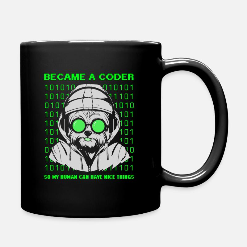 Became a Coder – Cyber Dog Binary - Full Colour Mug - black
