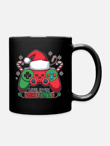 Level Up for Christmas Gamer-Design - Tasse einfarbig - Schwarz