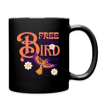 Free Bird – Bunter Retro-Vogel - Tasse einfarbig - Schwarz - Rechts