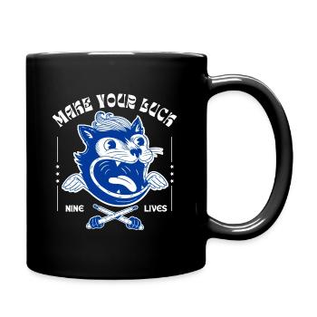 Make Your Luck – Wild Cat Motif - Full Colour Mug - black - Right