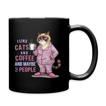 Chat amateur de café avec humour pyjama - Mug uni - noir - Droite
