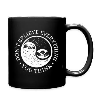 Yin-Yang Faultier – Entspanntes Mindset - Tasse einfarbig - Schwarz - Rechts