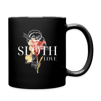 Sloth Love – Floral Art & Sloth - Full Colour Mug - black - Right