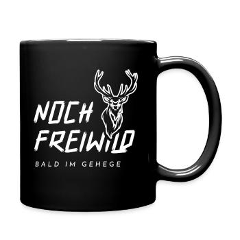 Noch frei wild, bald im Gehege – Lustiges Design - Tasse einfarbig - Schwarz - Rechts
