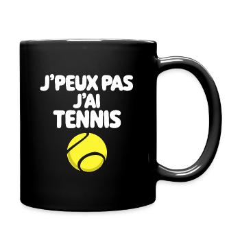 j'peux pas j'ai tennis, logo balle de tennis - Mug uni - noir - Droite