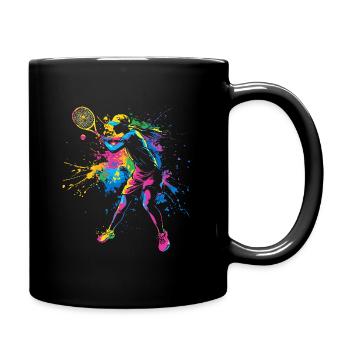 Buntes Tennis Tennisspielerin - Tasse einfarbig - Schwarz - Rechts