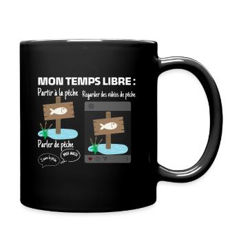 My free time: 100% fishing - Full Colour Mug - black - Right